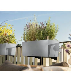 LECHUZA® Edelstahl-Kasten Balconcera Steel, Rechteckig -Günstig Gartenbedarf 2047991 WE MO 001 Balconera50SteelPerlgrau