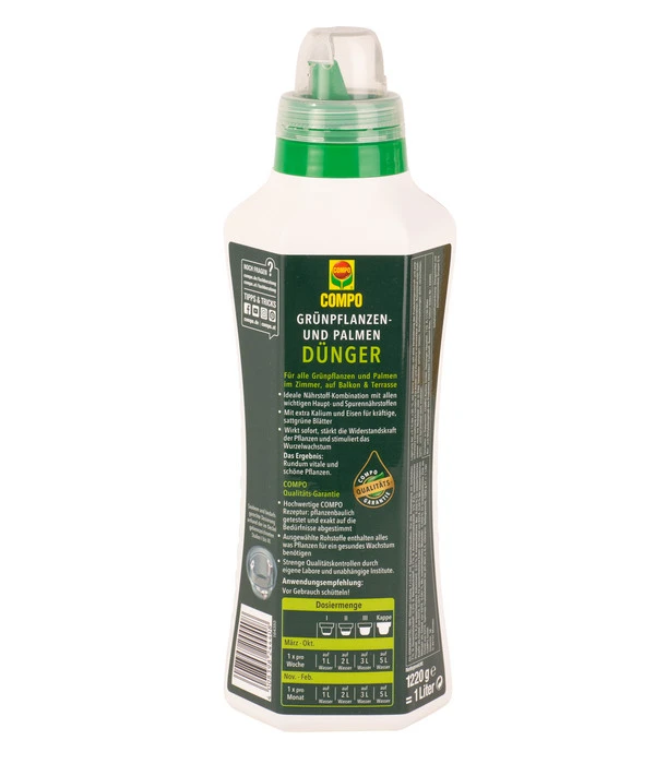 COMPO Grünpflanzen- Und Palmendünger, Flüssig, 1 L 4 COMPO Grünpflanzen- Und Palmendünger, Flüssig, 1 L - Image 2