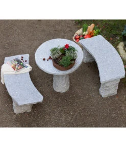 Dehner Granit-Gartenbank, Gebogen, 2-Sitzer -Günstig Gartenbedarf 2741668 2741676 WE MO 002 GranitTischRundGartenbank