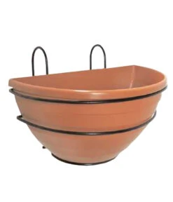 Kunststoff Blumen-Halbschale Komplettset, Terrakotta