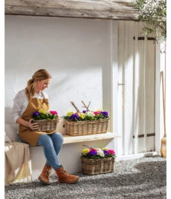 Van Der Leeden Rattan-Pflanzkasten, Graubraun -Günstig Gartenbedarf 3692761 3692548 3692506 WE MO 012 RattanPflanzkastenbraun