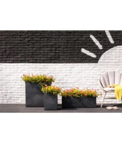 Dehner Kunststoff-Blumenkübel Palermo, Anthrazit -Günstig Gartenbedarf 3728110 3728151 3940756 WE MO 007 KunststoffBlumenkuebelKubusanthrazitBlumentopf