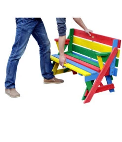 Habau Kinder Picknickbank Bunt, 100 X 50 X 62 Cm -Günstig Gartenbedarf 4031100 WE FS 003 KinderPicknickbank