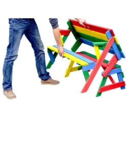 Habau Kinder Picknickbank Bunt, 100 X 50 X 62 Cm -Günstig Gartenbedarf 4031100 WE FS 004 KinderPicknickbank