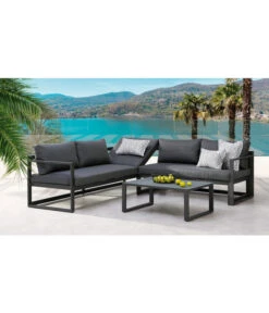 Best Loungegruppe Rhodos, Aluminium, Anthrazit, 3-teilig