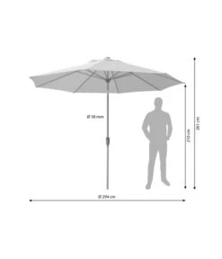 Dehner Schirm Milos, Rund, Ca. Ø294 Cm -Günstig Gartenbedarf 4211819 WE BG 001 SchirmMilosHellbraun