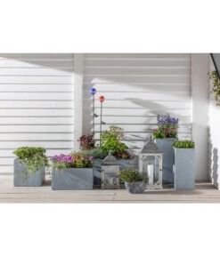 Dehner Leichtbeton-Topf Manchester, Quadratisch -Günstig Gartenbedarf 4410122 WE MO 001 SolardekostabAzzurroRosso