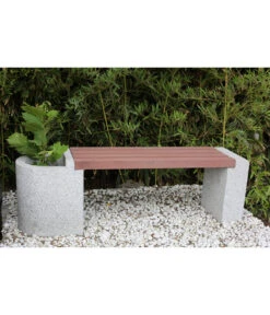 Dehner Granit-Gartenbank, Ca. B145/H45/T35 Cm, Grau/braun -Günstig Gartenbedarf 4451605 WE MO 001 DehnerGranitGartenBankMitWPCBepflanzkasten