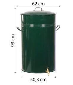 RENNER Metall-Regentonne Inkl. Steckanschluss, 150 L, Dunkelgrün -Günstig Gartenbedarf 6609481 WE BG 001 RegenwasserSammeltonnemitSteckanschlussca150l