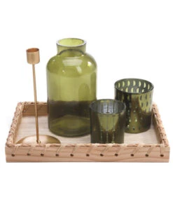 Dehner Tischdeko-Set, Grün/gold, 5-teilig