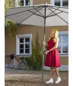 Dehner Schirm Milos, Rund, Ca. Ø294 Cm -Günstig Gartenbedarf 6702864 WE MO 001 SchirmMilosHellgrauNeu