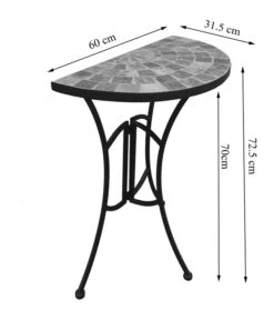 Dehner Mosaiktisch Grazia Halbrund, Ca. B60/H72,5/T31,5 Cm -Günstig Gartenbedarf 6875132 WE DE 001 TischhalbrundGraziaSkizze